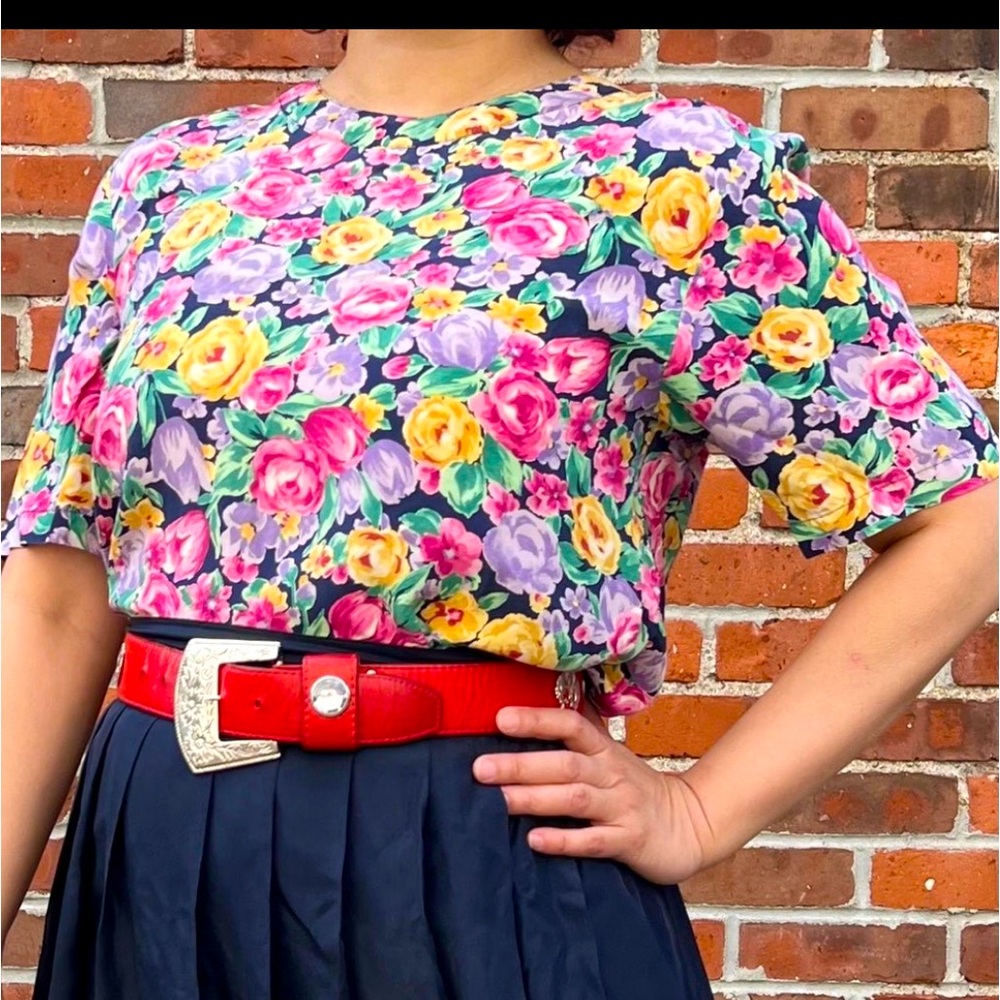 Washable silk floral top made in Italy